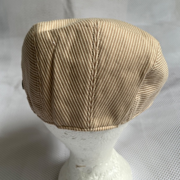 Kangol Check Hudson Cap Hat Newsboy Size Large 100% Cotton Cream Striped - Picture 6 of 12